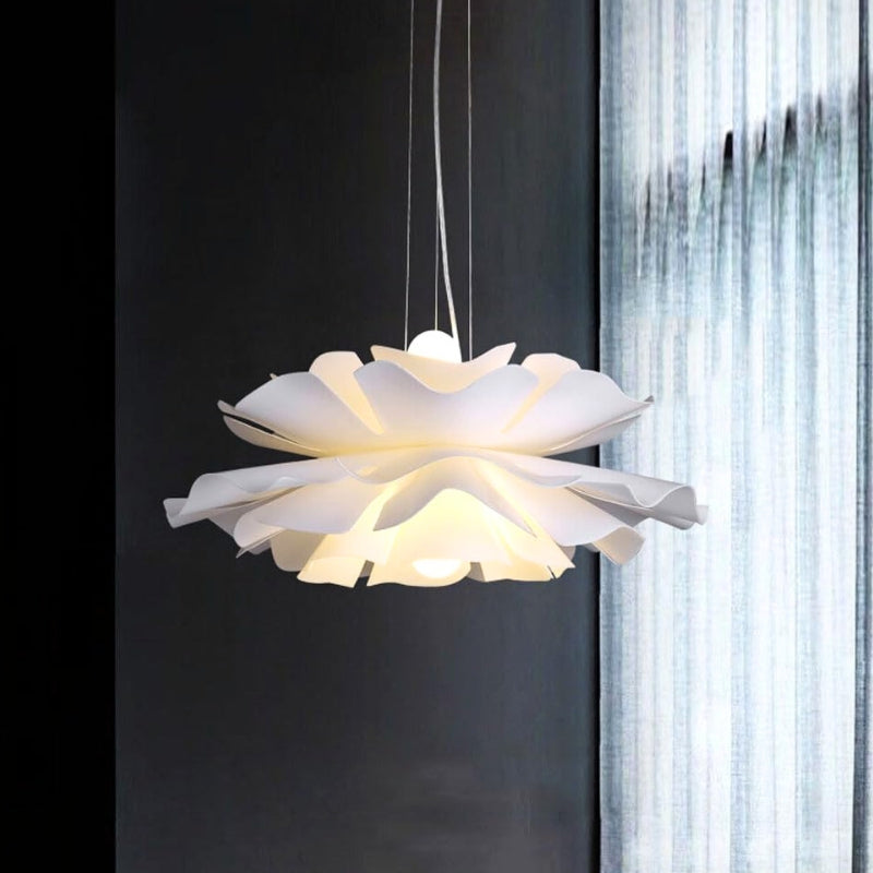 Suspension Blanche | Luminaire Floral avec Lumière Douce | Design Contemporain pour Ambiance Apaisante 3
