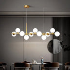 Suspension Linéaire Dorée | Éclairage Doux avec Globes Opalins | Ambiance Chaleureuse pour Espace Moderne 6
