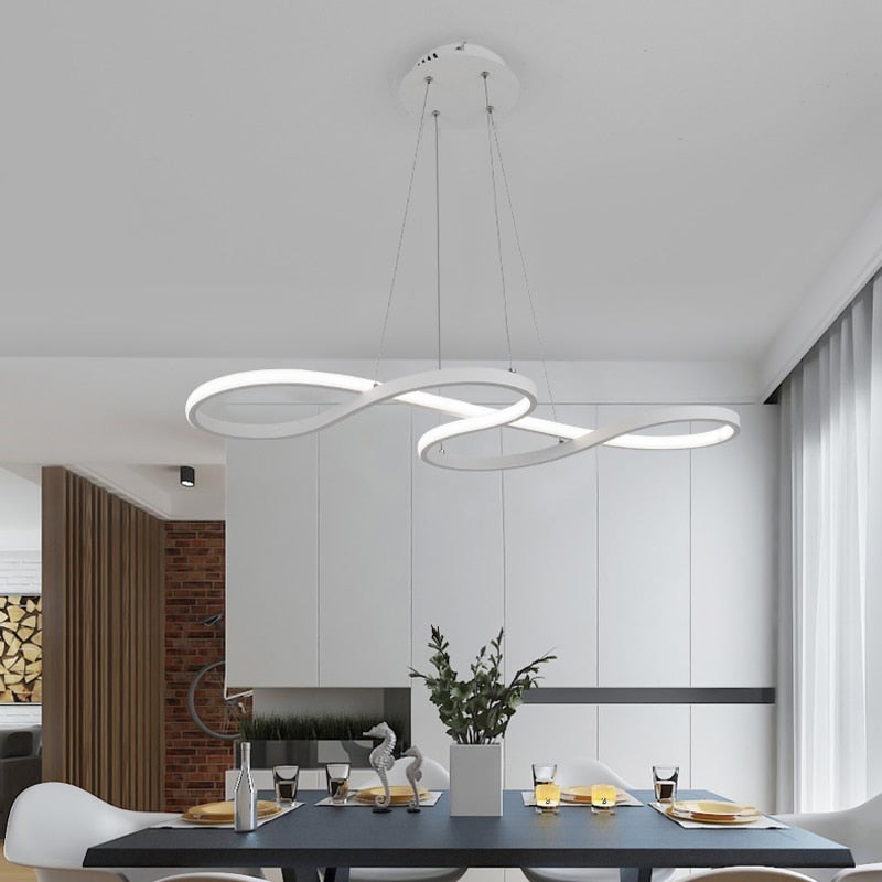 Suspension Linéaire Nordique | Éclairage Dimmable en Métal et Gel de Silice | Design Élégant pour Salon et Chambre 8